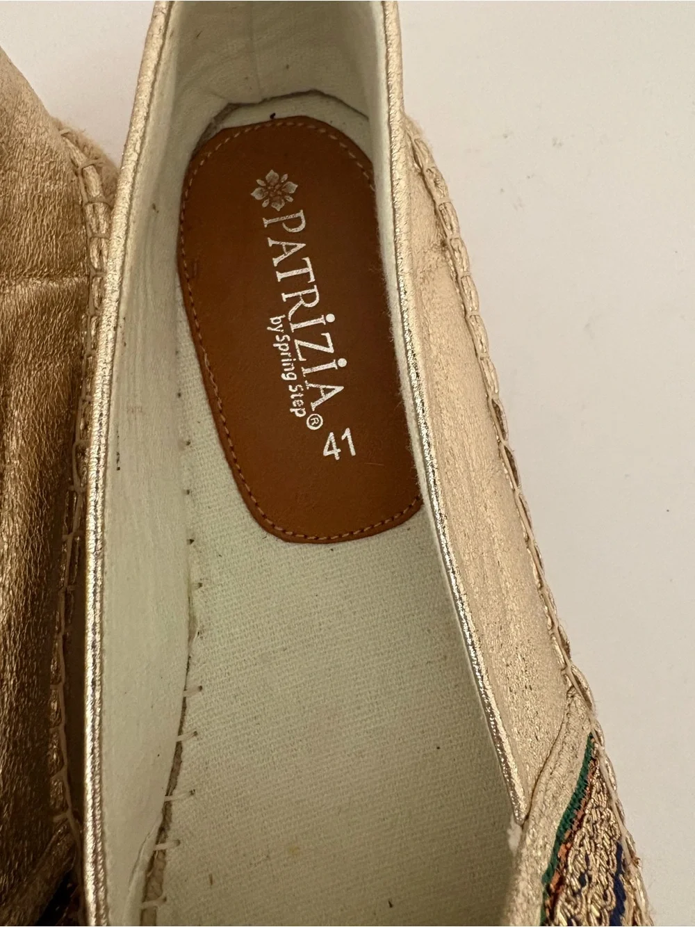 Patrizia by Spring Step Raiatea Espadrille/ Flats Metallic Gold. Sz 41 (9.5-10)